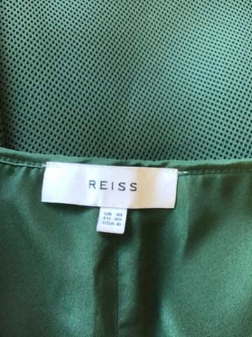 REISS RIVIERA GREEN FIT & FLARE CUT OUT BACK VOLUME DRESS SIZE 10