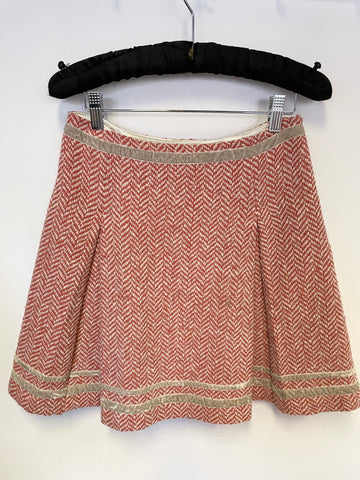 WHISTLES CORAL & CREAM WOOL BLEND TWEED A LINE SKIRT SIZE 8