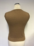ROBERTO VERINO CAMEL SLEEVELESS KNIT TOP & CARDIGAN TWINSET SIZE 10