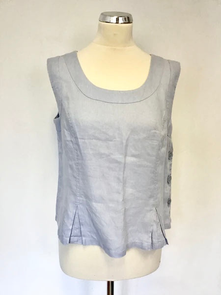 HOBBS PALE BLUE LINEN SLEEVELESS YACHT TOP SIZE 12