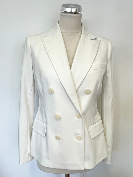POLO RALPH LAUREN WHITE COTTON BLEND DOUBLE BREASTED BLAZER JACKET SIZE 6 UK 10