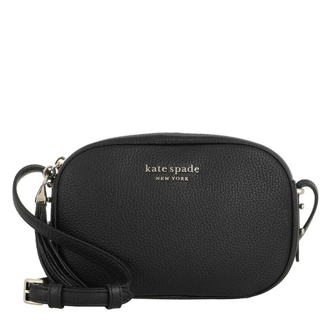 KATE SPADE ANNABEL BLACK LEATHER TASSEL TRIM CROSS BODY/SHOULDER CAMERA BAG