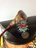 ED HARDY BROWN TORTOISESHELL EMBELISHED SIDE SUNGLASSES
