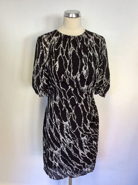 WHISTLES BLACK & WHITE PRINT SILK DRESS SIZE 12