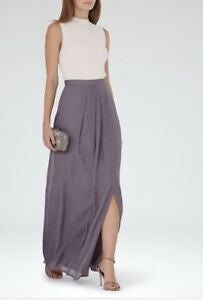 BRAND NEW REISS MANHATTAN GREY METALLIC MAXI SKIRT SIZE 10