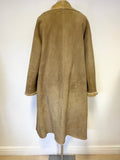 NICOLE FARHI CAMEL SHEEPSKIN MID LENGTH COAT SIZE 10