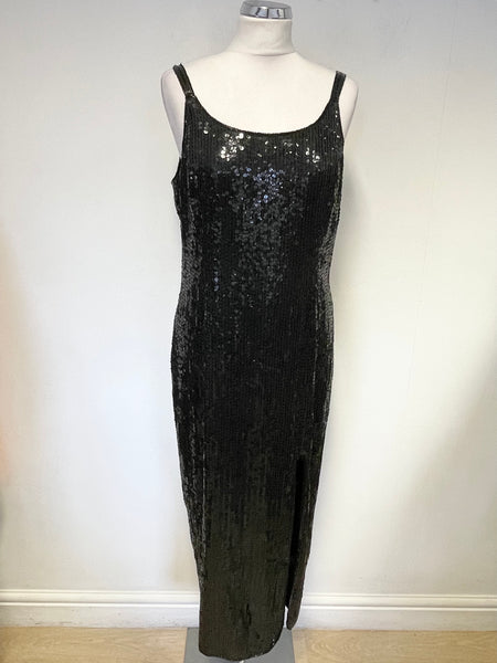 UNBRANDED BLACK SLEEVELESS SEQUINNED MIDI COCKTAIL DRESS  SIZE 14