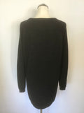 COS CHARCOAL GREY MERINO WOOL LONG OVERSIZE JUMPER SIZE S