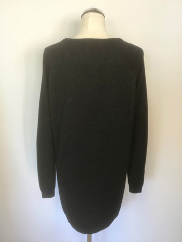 COS CHARCOAL GREY MERINO WOOL LONG OVERSIZE JUMPER SIZE S