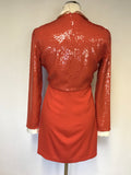 REISS ALISON RED SEQUINNED TOP LONG SLEEVE MINI DRESS SIZE 10