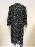 HOBBS BLACK & WHITE FLORAL LACE SPECIAL OCCASION DRESS COAT SIZE 12