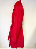 PER UNA RED WOOL BLEND KNEE LENGTH BELTED COAT SIZE M