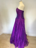 BRAND NEW UNBRANDED PURPLE SEQUINNED STRAPLESS BALLGOWN SIZE 14