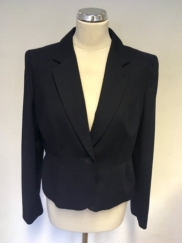 HOBBS NAVY BLUE WOOL JACKET SIZE 14