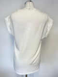 MAJE IVORY V NECKLINE LACE TRIMEED CAP SLEEVE TOP SIZE 1 UK 10