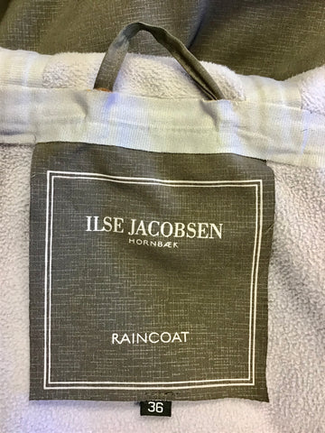 ISLE JACOBSEN MAUVE & LILAC TRIM HOODED RAINCOAT SIZE 36 UK 8/10