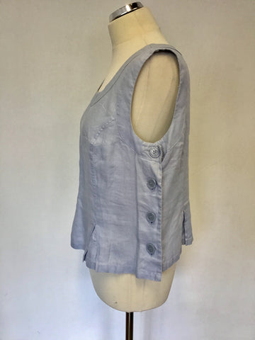 HOBBS PALE BLUE LINEN SLEEVELESS YACHT TOP SIZE 12