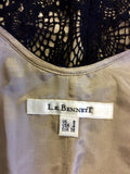LK BENNETT BLACK LACE & MINK LINED PENCIL DRESS SIZE 8
