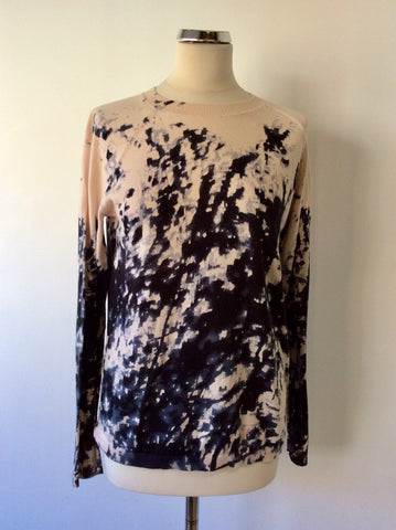 WHISTLES PALE PINK,GREYS & BLACK PRINT COTTON JUMPER SIZE 12