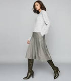 REISS WOOL BLEND GREY WITH NAVY & GREEN CHECK PLEATED CULLOTTES SIZE 14