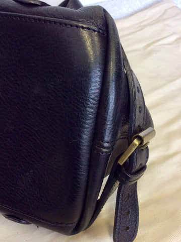 MULBERRY BLACK LEATHER FRONT POSTMAN LOCK POCKET SHOULDER BAG