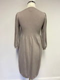 JIGSAW BEIGE WOOL & CASHMERE BLEND 3/4 SLEEVE KNIT DRESS SIZE 10