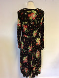 LAURA ASHLEY BLACK FLORAL PRINT WRAP STYLE DRESS SIZE 20