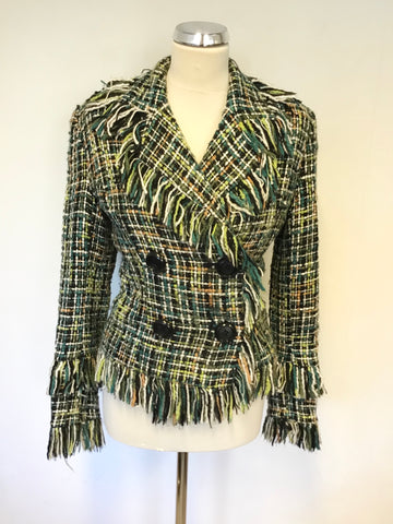 MINK BIKINI GREEN & MULTI COLOURED WEAVE JACKET SIZE 12