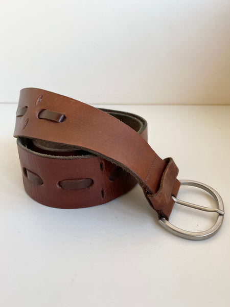 UNBRANDED BROWN LEATHER BELT SIZE M/L