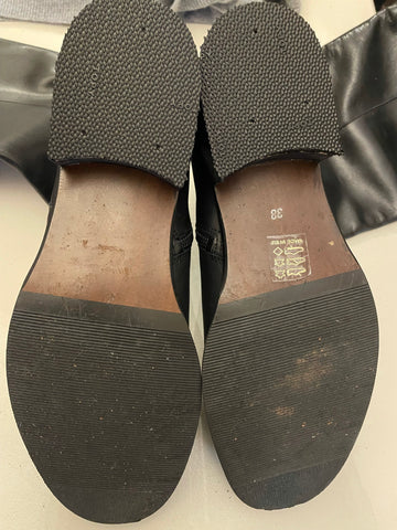 DUO BEAUMONT BLACK LEATHER SLIM LEG LOW HEEL BOOTS SIZE 5/38