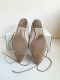 MINT VELVET BEIGE SUEDE LACE UP FLATS SIZE 5/38