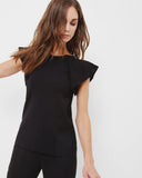 BRAND NEW TED BAKER ZEFORI BLACK FRILL SLEEVE TOP SIZE 2 Uk 10/12