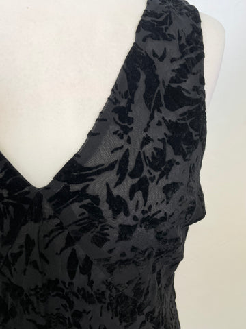 HOBBS BLACK EMBOSSED PATTERNED SLEEVELESS OCCASION  DRESS SIZE 14