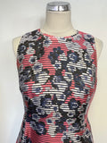 LK BENNETT OCCA PINK FLORAL PRINT 50s STYLE FIT & FLARE SPECIAL OCCASION DRESS SIZE 12