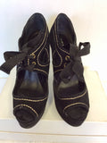 KURT GEIGER BLACK SUEDE PEEPTOE PLATFORM HEELS SIZE 6/39