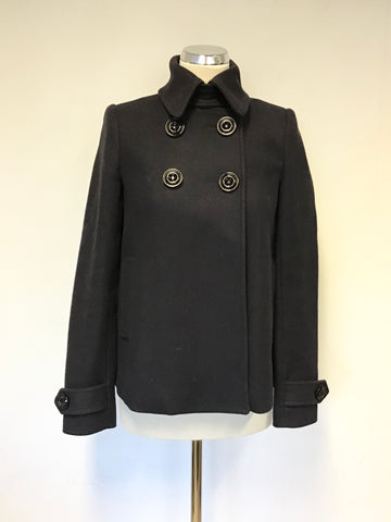WHISTLES BLACK DOUBLE BREASTED SHORT COAT SIZE 8