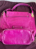 MULBERRY TILLIE DARK PINK LEATHER DRAWSTRING CLOSURE TOTE BAG