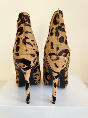 BRAND NEW STEVE MADDEN DERIVED CAMEL LEOPARD PRINT PONYSKIN BOOTIES SIZE UK 5/38