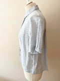 JIGSAW PALE BLUE LINEN SHORT SLEEVE SHIRT SIZE 8