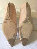 LK BENNETT SAFFIANO PERLA ROSE PALE PINK LEATHER KITTEN WEDGE HEELS SIZE 3.5/36