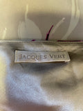 JACQUES VERT GREY & DARK MAGENTA FLORAL PRINT COWL NECK FIT & FLARE DRESS SIZE 18