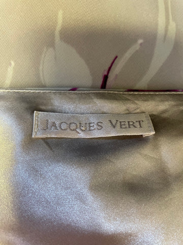JACQUES VERT GREY & DARK MAGENTA FLORAL PRINT COWL NECK FIT & FLARE DRESS SIZE 18