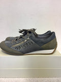 BRAND NEW RIEKER BLUE & GREY LACE UP TRAINERS SIZE 5/38