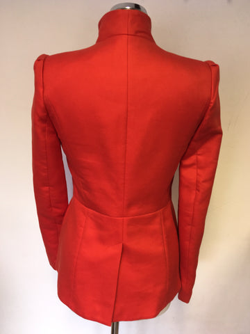 REISS RED HIGH NECK FITTED JACKET SIZE XS