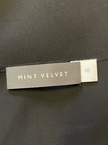 MINT VELVET BLACK ASYMMETRIC FRILL TRIM 3/4 SLEEVE TOP SIZE 10