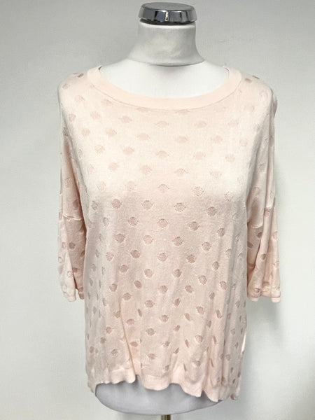BRAND NEW PHASE EIGHT PINK SPOT FINE KNIT SHORT SLEEVE JUMPER SIZE M