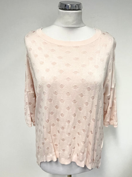 BRAND NEW PHASE EIGHT PINK SPOT FINE KNIT SHORT SLEEVE JUMPER SIZE M