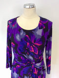 PRÉCIS PETITE BLACK,PURPLE & PINK FLORAL PRINT DRESS SIZE 10