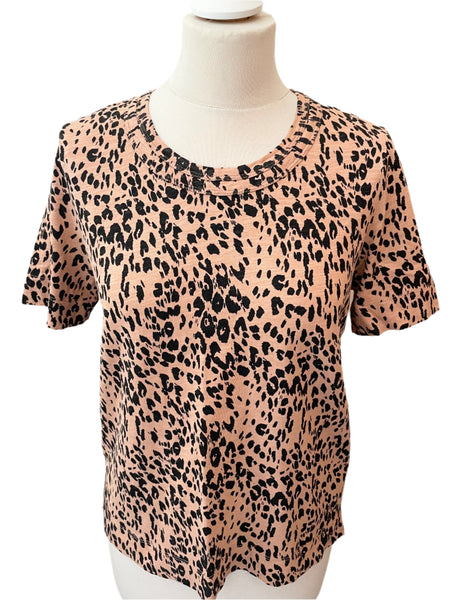 WHISTLES CAMEL & BLACK PRINT SHORT SLEEVED T SHIRT SIZE L