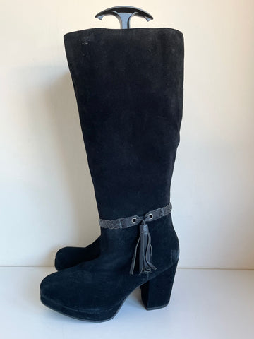 BRAND NEW ANNA SCHOLZ FOR SIMPLY BE BLACK SUEDE KNEE LENGTH BOOTS  SIZE 5/38